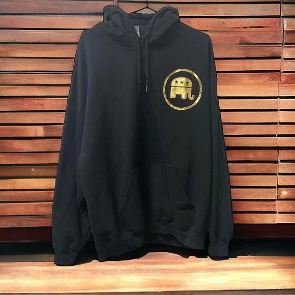 🇺🇸GOP Gold Elephant Logo Drawstring Hoodie! - Picture 5 of 5